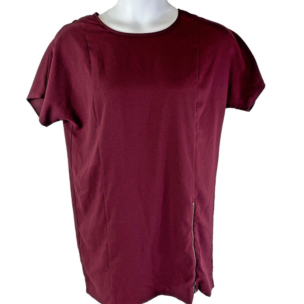 Banana Republic Womens 12 Maroon Dress Exposed Zipper Preppy Lagenlook
